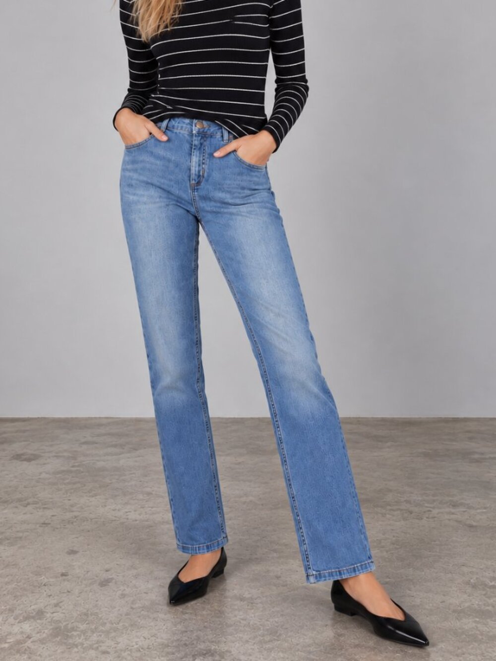 BODEN Trafalgar Blue Straight Leg Stretch Denim Jeans Mid Rise Size 10R EUC